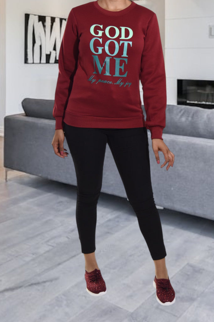 Ladies Maroon Printed Sweater - StylePhase SA