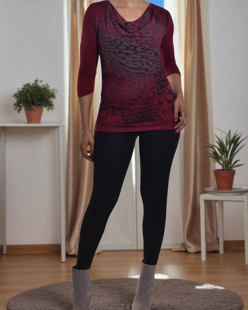 Ladies Maroon Printed Top - StylePhase SA