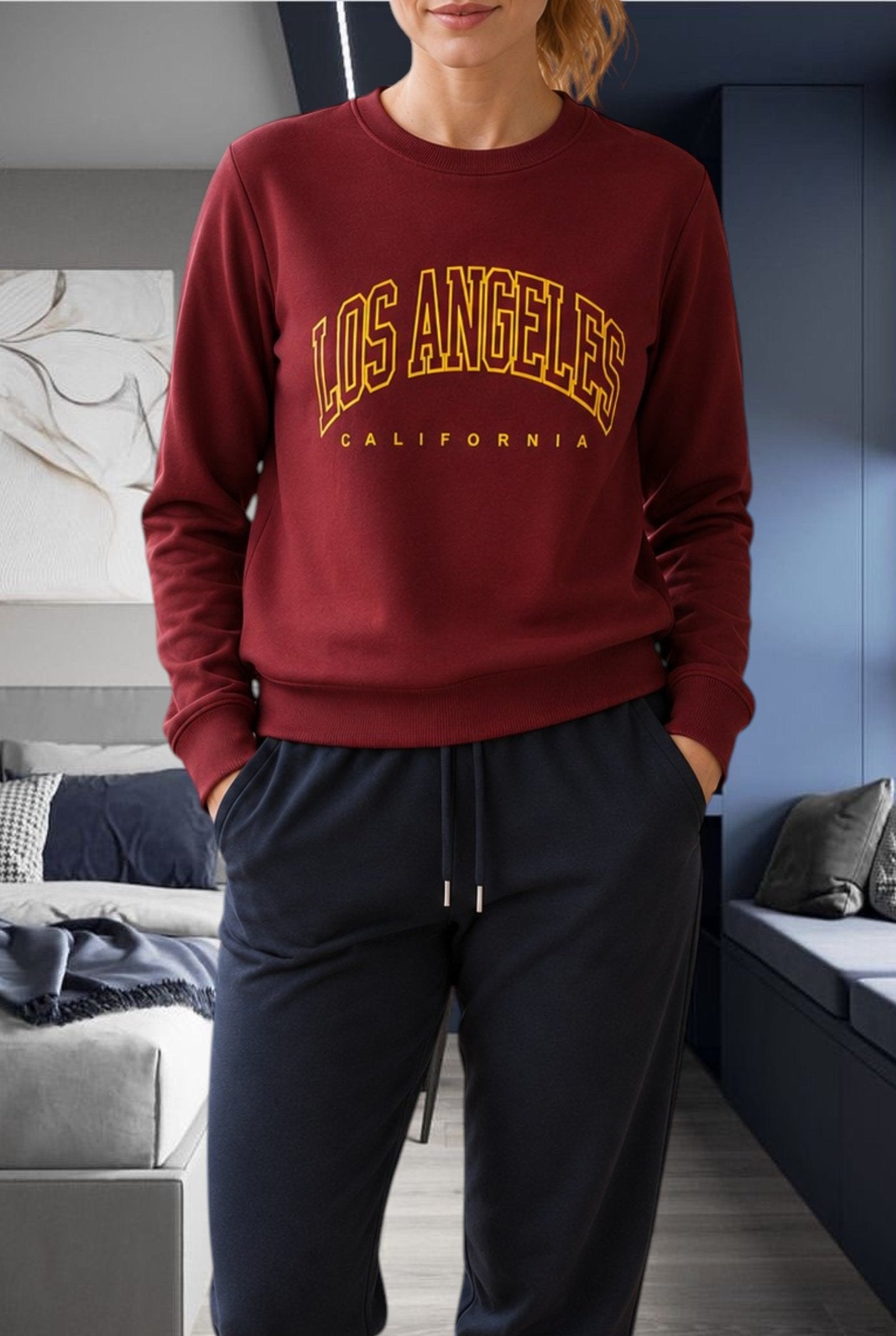 Ladies Maroon Printed Top - Los Angeles - StylePhase SA