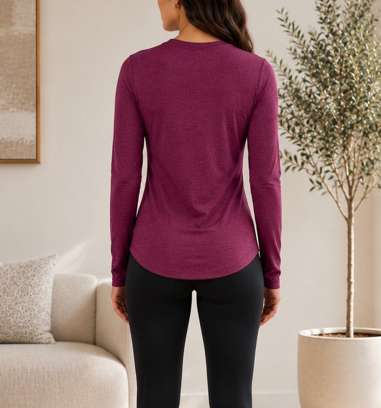 Ladies Maroon Rib Long Sleeve Top - StylePhase SA