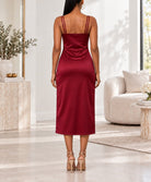 Ladies Maroon Satin Slip Dress - StylePhase SA