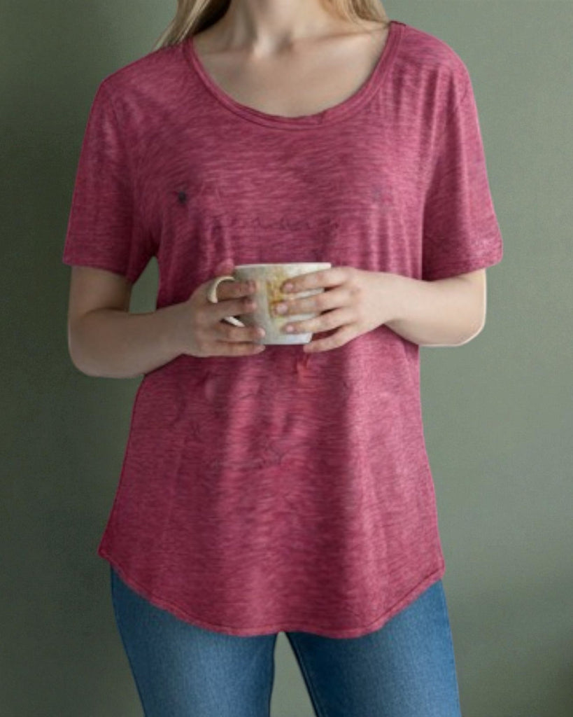 Ladies Maroon Short Sleeve Top - StylePhase SA
