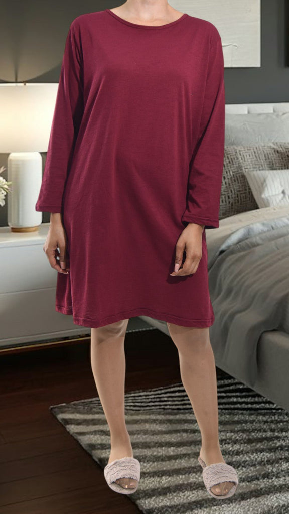 Ladies Maroon Sleep Shirt - StylePhase SA