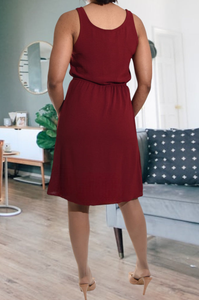 Ladies Maroon Sleeveless Dress - StylePhase SA