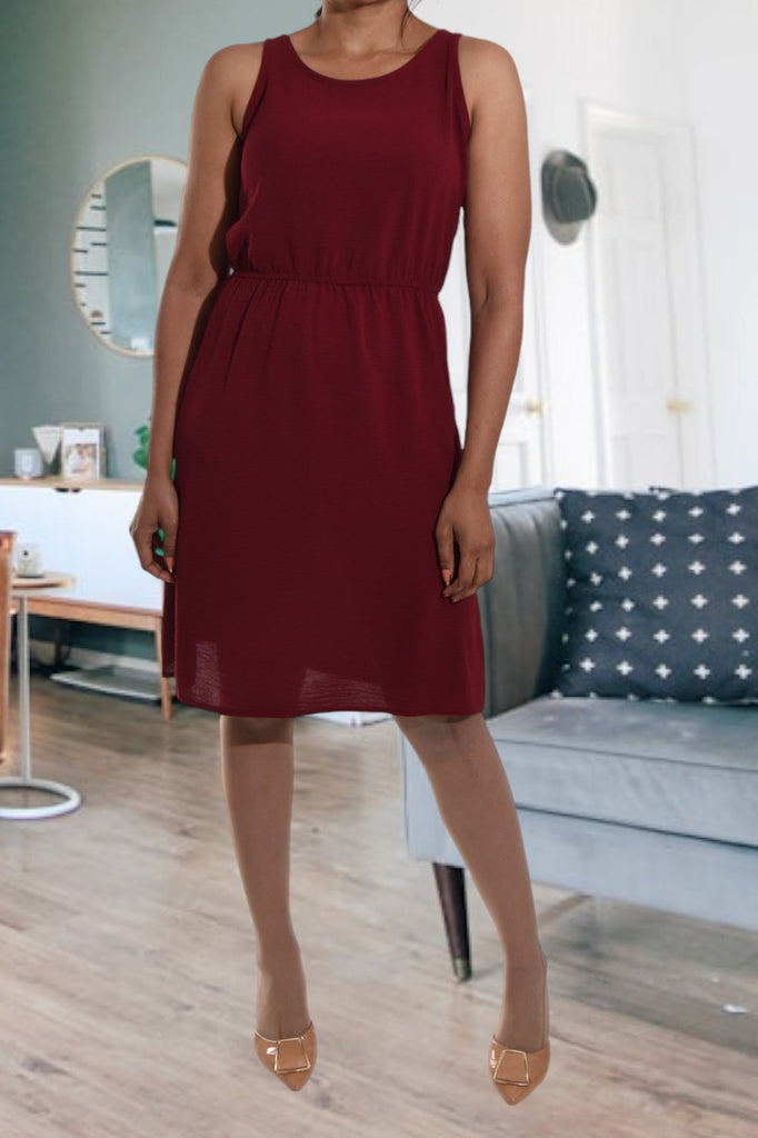 Ladies Maroon Sleeveless Dress - StylePhase SA