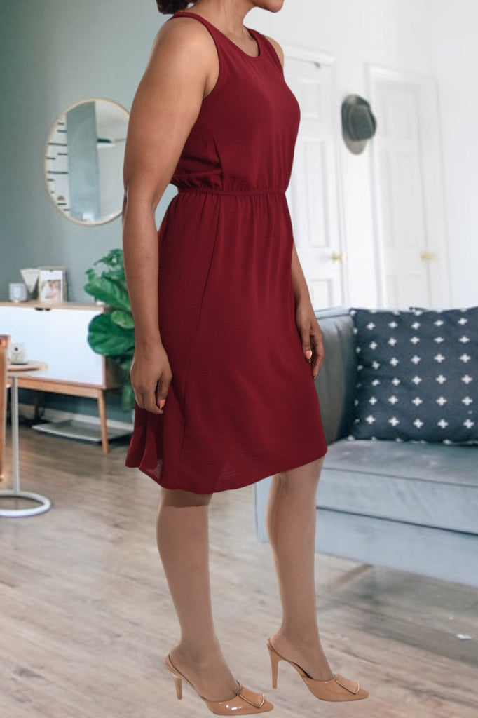 Ladies Maroon Sleeveless Dress - StylePhase SA