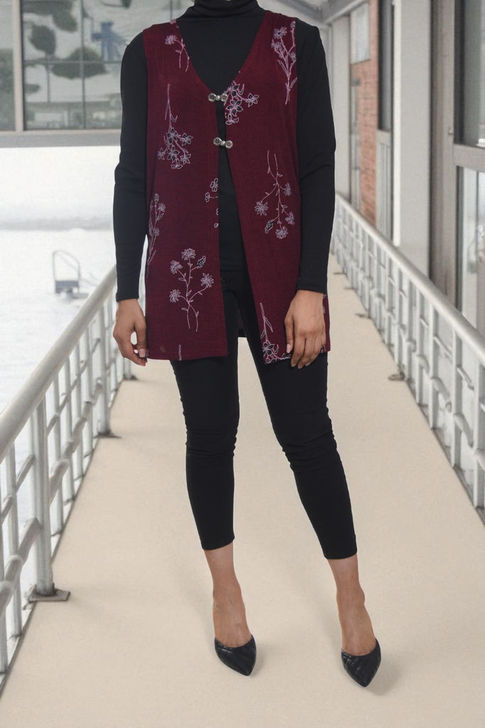 Ladies Maroon Sleeveless Gilet - StylePhase SA
