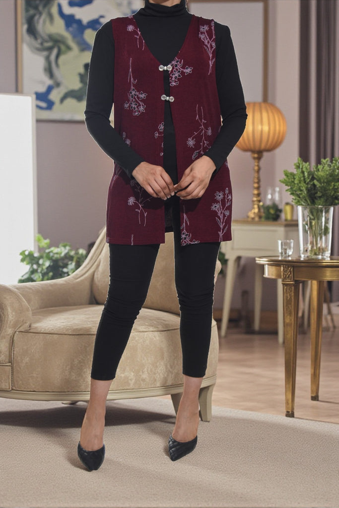 Ladies Maroon Sleeveless Gilet - StylePhase SA