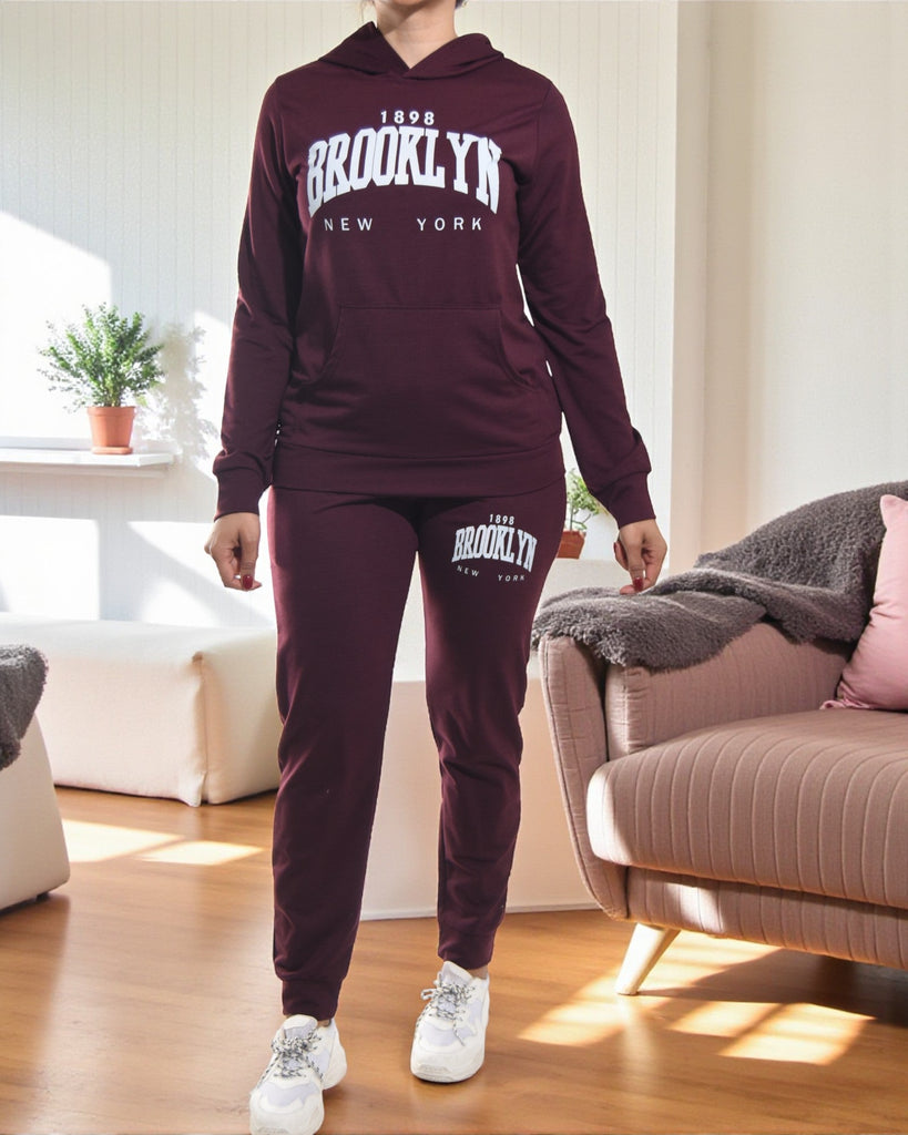 Ladies Maroon Tracksuit Set - Brooklyn - StylePhase SA