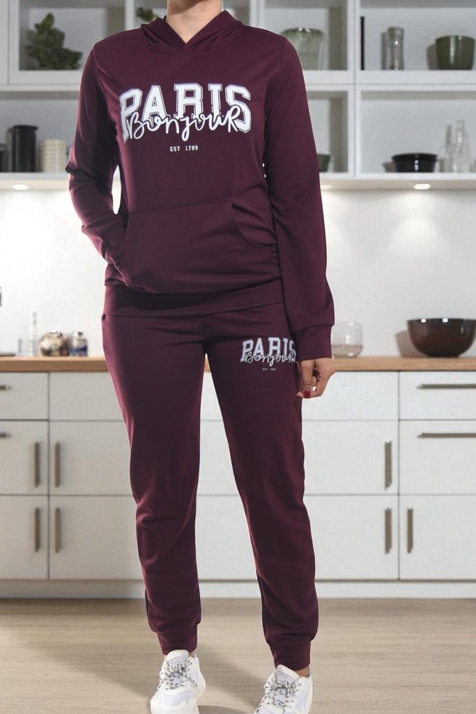 Ladies Maroon Tracksuit Set - Paris - StylePhase SA