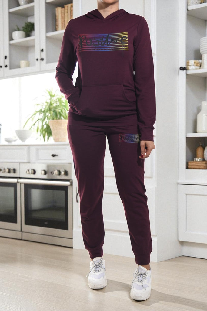 Ladies Maroon Tracksuit Set - Positive - StylePhase SA