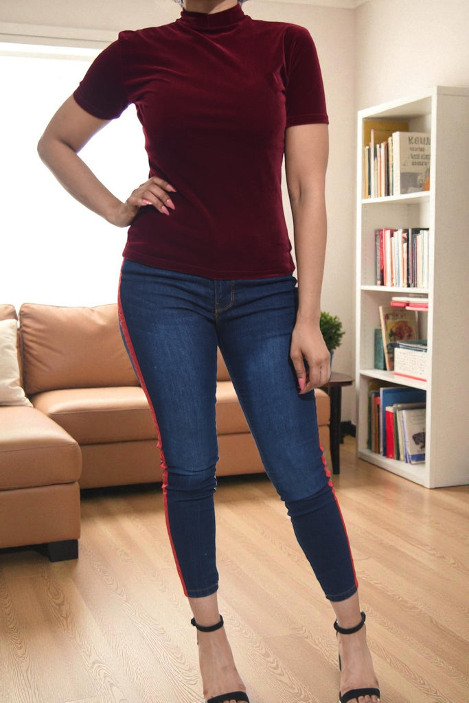 Ladies Maroon Velour Top - StylePhase SA