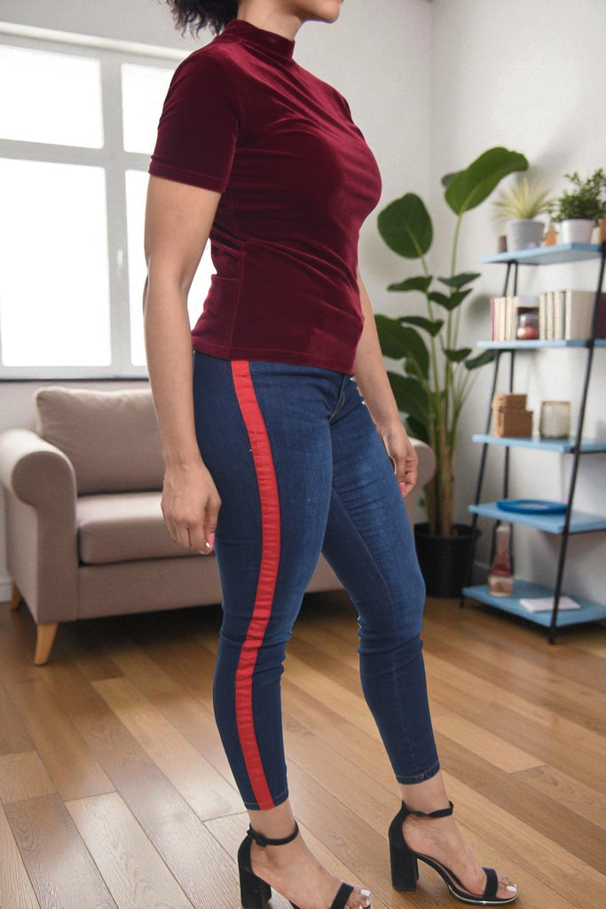 Ladies Maroon Velour Top - StylePhase SA