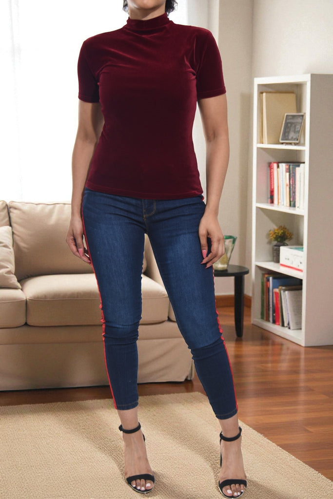 Ladies Maroon Velour Top - StylePhase SA
