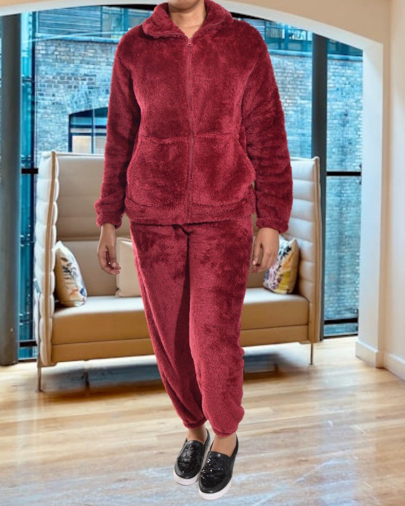Ladies Maroon Zip Front Tracksuit - StylePhase SA