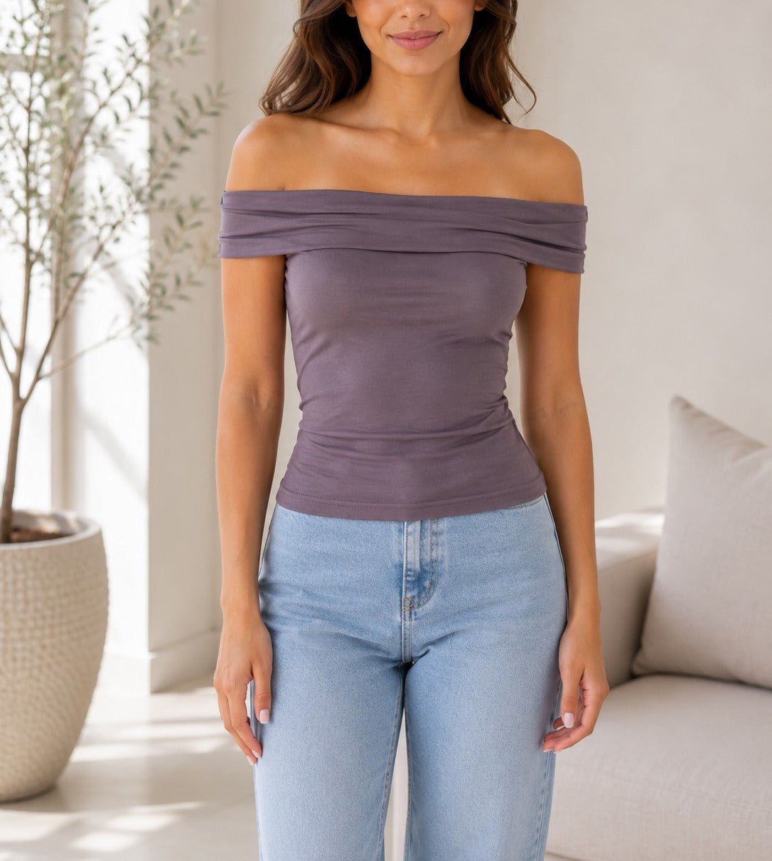 Ladies Mauve Off Shoulder New Feeling Top - StylePhase SA