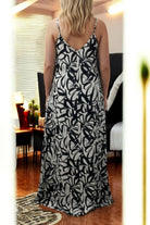 Ladies Maxi Pleated Pocket Dress - Black Flowers - StylePhase SA