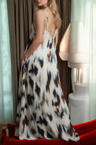 Ladies Maxi Pleated Pocket Dress - Brown Printed - StylePhase SA