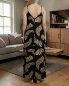 Ladies Maxi Pleated Pocket Dress - Leaf Print - StylePhase SA