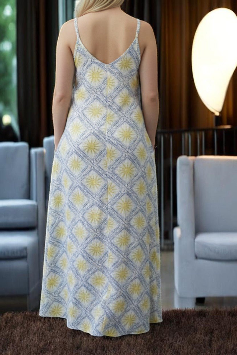 Ladies Maxi Pleated Pocket Dress - Sun Print - StylePhase SA
