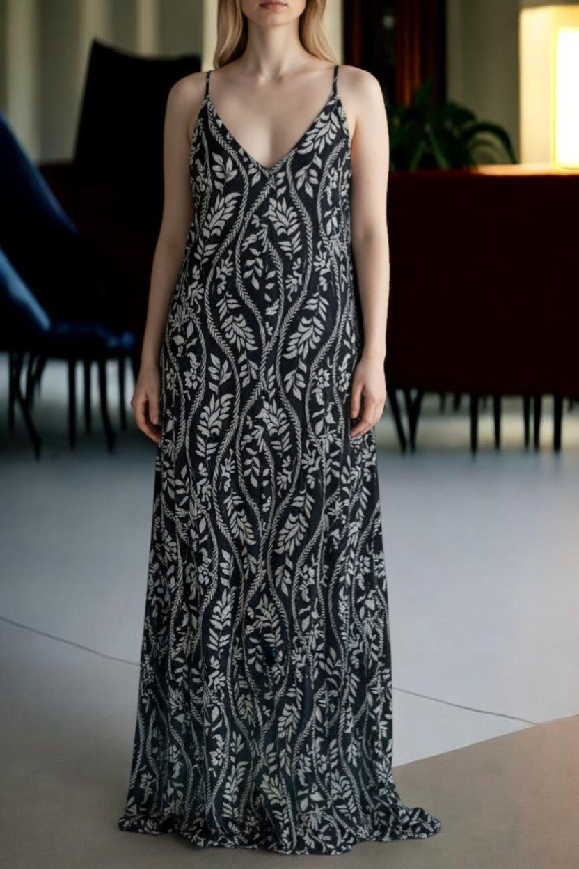 Ladies Maxi Pleated Pocket Dress - White Floral - StylePhase SA