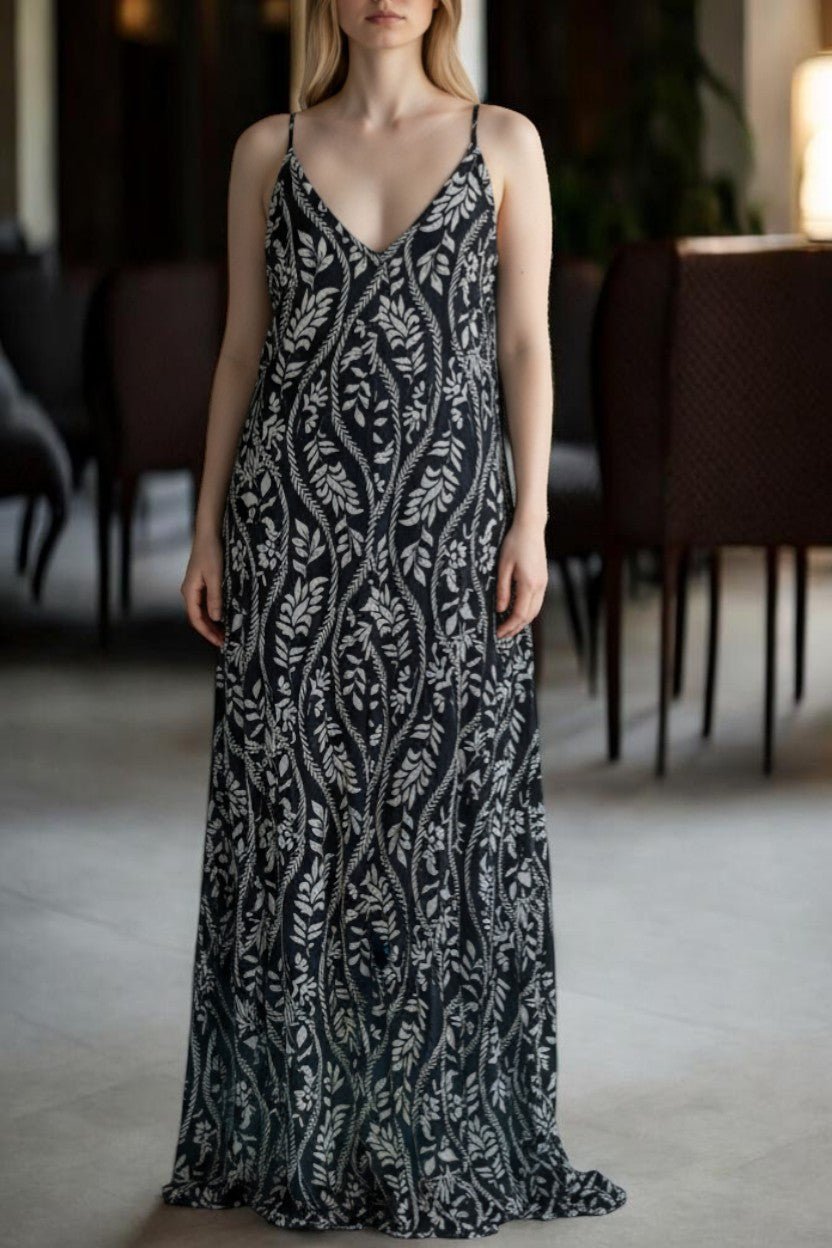 Ladies Maxi Pleated Pocket Dress - White Floral - StylePhase SA