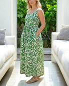 Ladies Maxi Pocket Dress - Green Printed - StylePhase SA