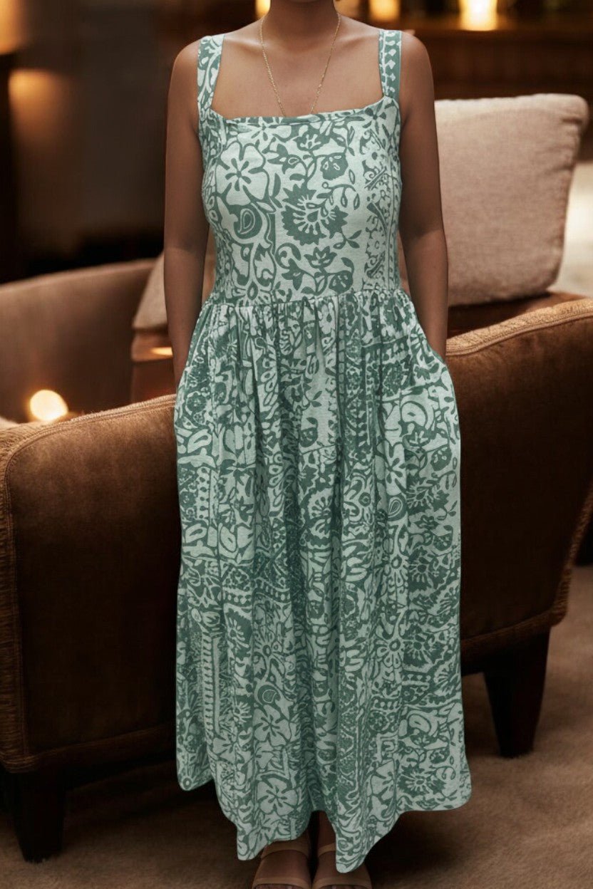 Ladies Maxi Pocket Dress - Mint Floral - StylePhase SA