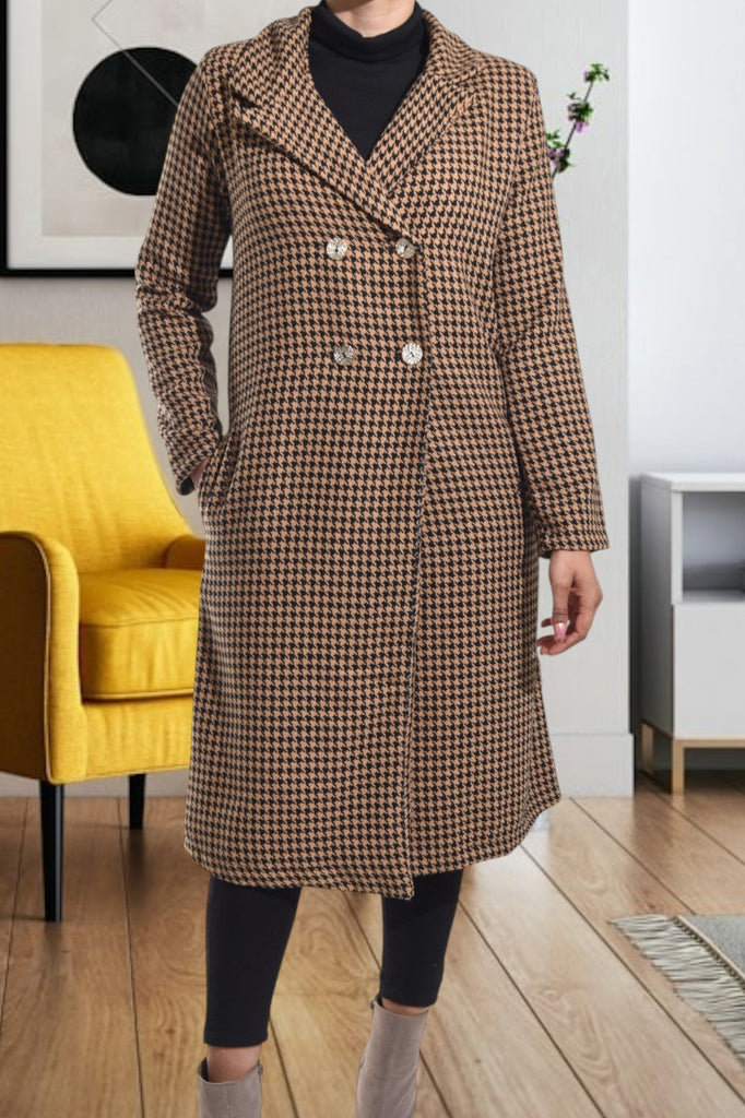 Ladies Melton Heavy Weight Black Printed Coat - StylePhase SA