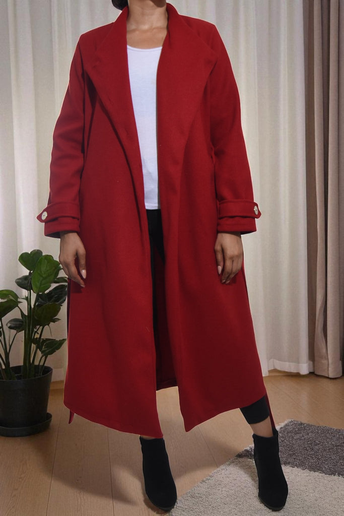 Ladies Melton Red Side Button Coat - StylePhase SA