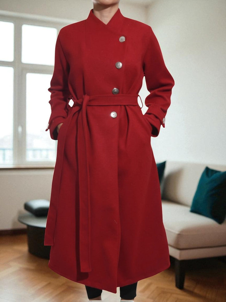 Ladies Melton Red Side Button Coat - StylePhase SA