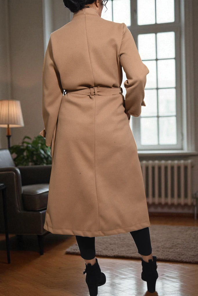 Ladies Melton Tan Side Button Coat - StylePhase SA