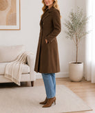 Ladies Mid Brown Double Breast Coat - StylePhase SA