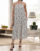 Ladies Midi Pocket Dress - Black And Cream Floral - StylePhase SA