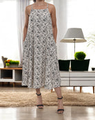 Ladies Midi Pocket Dress - Black And Cream Floral - StylePhase SA