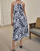 Ladies Midi Pocket Dress - Black Floral - StylePhase SA