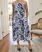 Ladies Midi Pocket Dress - Black Floral - StylePhase SA
