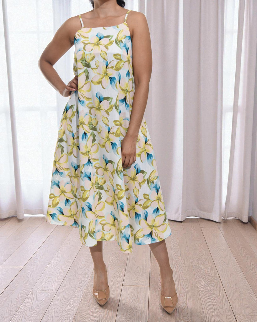 Ladies Midi Pocket Dress - Blue And Lime - StylePhase SA