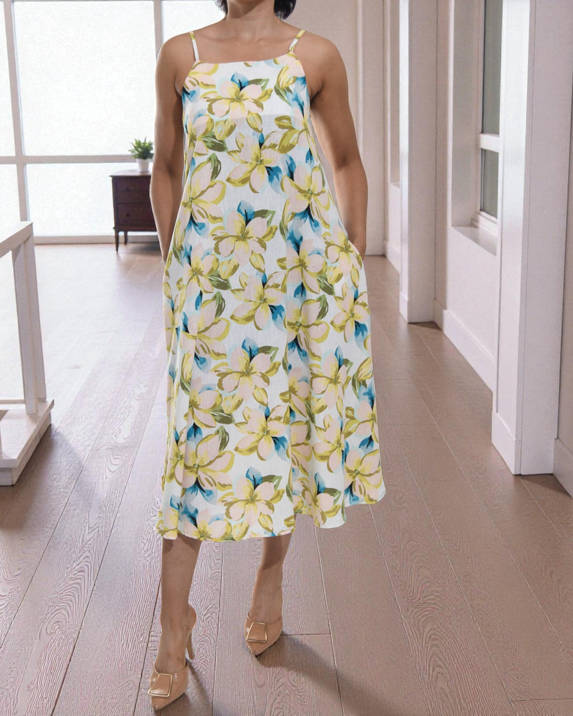 Ladies Midi Pocket Dress - Blue And Lime - StylePhase SA