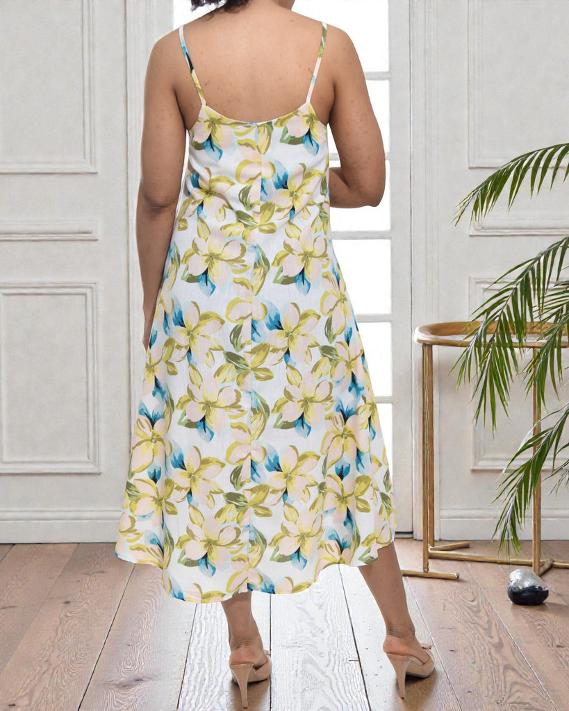 Ladies Midi Pocket Dress - Blue And Lime - StylePhase SA