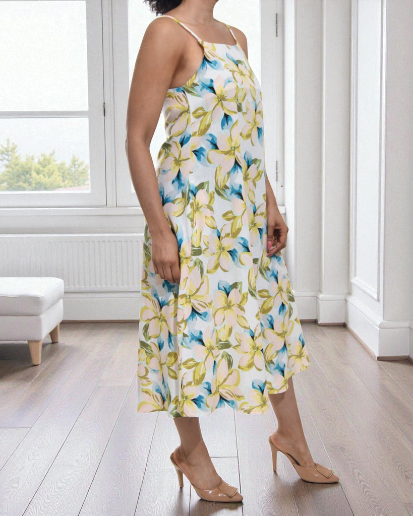 Ladies Midi Pocket Dress - Blue And Lime - StylePhase SA