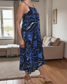 Ladies Midi Pocket Dress - Blue Floral - StylePhase SA