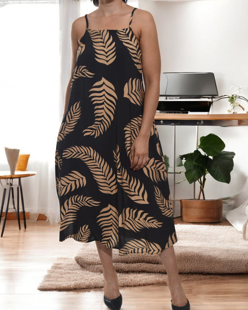 Ladies Midi Pocket Dress - Brown Fern - StylePhase SA