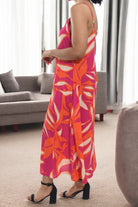 Ladies Midi Pocket Dress - Cerise Floral - StylePhase SA