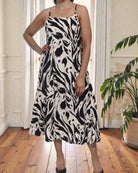 Ladies Midi Pocket Dress - Cream Pattern - StylePhase SA