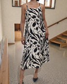 Ladies Midi Pocket Dress - Cream Pattern - StylePhase SA