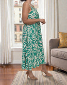 Ladies Midi Pocket Dress - Green And Cream - StylePhase SA