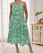 Ladies Midi Pocket Dress - Green And White - StylePhase SA