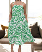 Ladies Midi Pocket Dress - Green And White - StylePhase SA