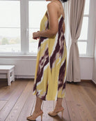 Ladies Midi Pocket Dress - Mustard And Maroon - StylePhase SA